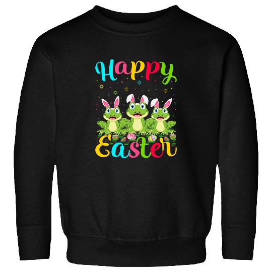 Frog Pet Funny Easter Egg Bunny Frog Happy Easter Sweatshirts