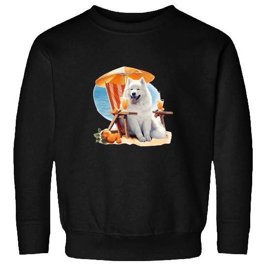 Samoyed Pet Funny Samoyed Dog Sun Tanning Enjoying The Beach Cruise Sweatshirts