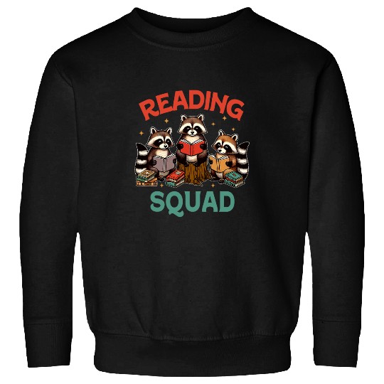 Book Fun Racoon Reading Teacher Life Reading Squad Sweatshirts