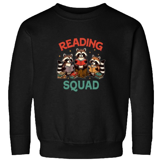 Book Fun Racoon Reading Teacher Life Reading Squad Sweatshirts