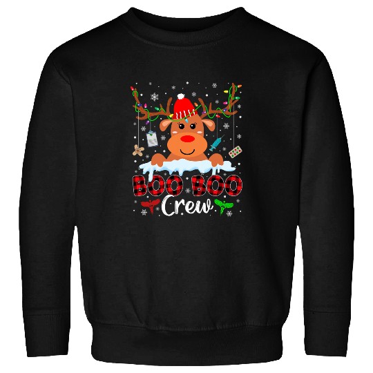 nurses Job Christmas Reindeer Boo Boo Crew nurses xmass Sweatshirts