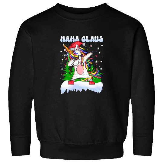 Unicorn Pet Nana Claus  Unicorn Grandma Pajamas Christmas Lights Sweatshirts
