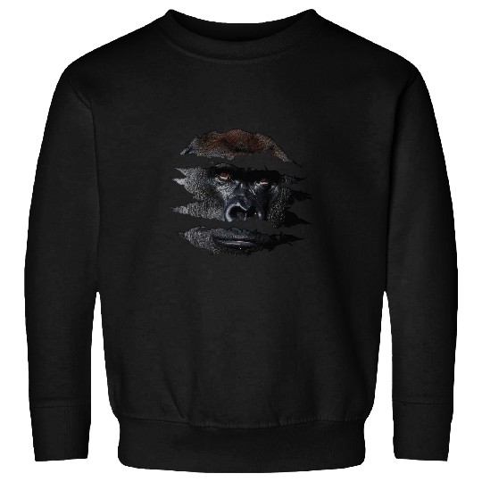 Gorilla Pet African Gorilla Eye Claw Gorilla Monkey Face Silhouette Sweatshirts