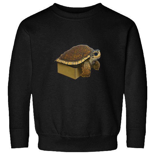 Turtle Pet Box Turtle Climbing Out of a Box Sweatshirts