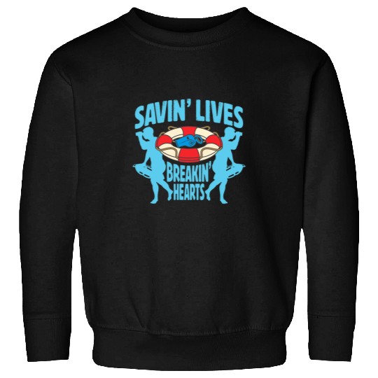 Savin Lives Breakin Hearts Mens Lifeguard Funny Pool Sweatshirts