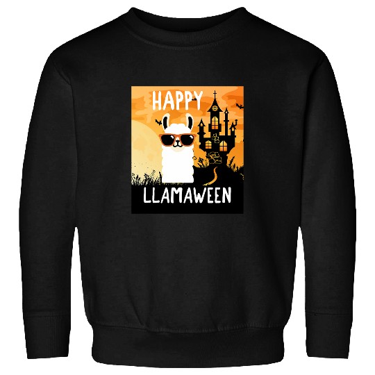 Llama Pet Happy Llamaween Haunted House Llama Costume Sweatshirts