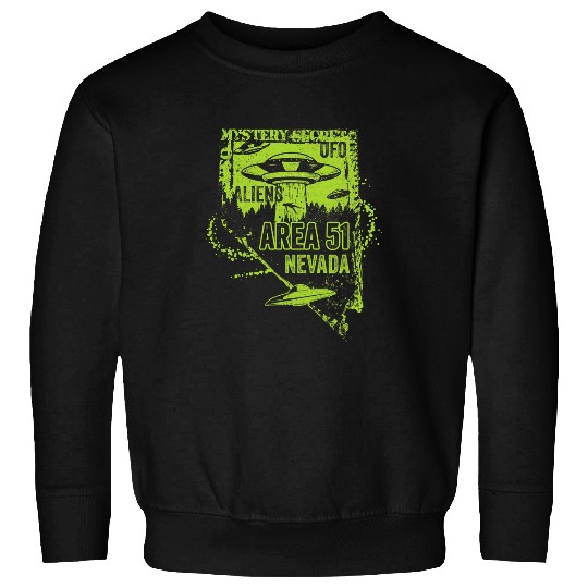 Aliens UFO Distressed Area 51 Alien UFO Extraterrestrial Top Secret Sweatshirts