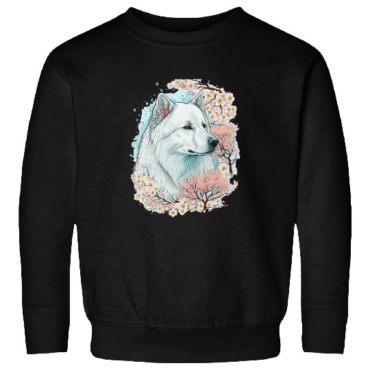 Samoyed Pet Cute Samoyed Cherry Blossom Dog Breed Japanese Sakura Sweatshirts