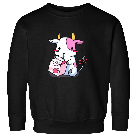 Cow Pet Cute Strawberry Cow Adorable Pink Cow Strawberry Milk Cow Sweatshirts
