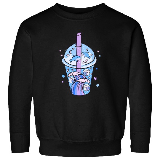Shark Pet Cute Kawaii Anime Blueberry Shark Milkshake Fantasy Sweatshirts