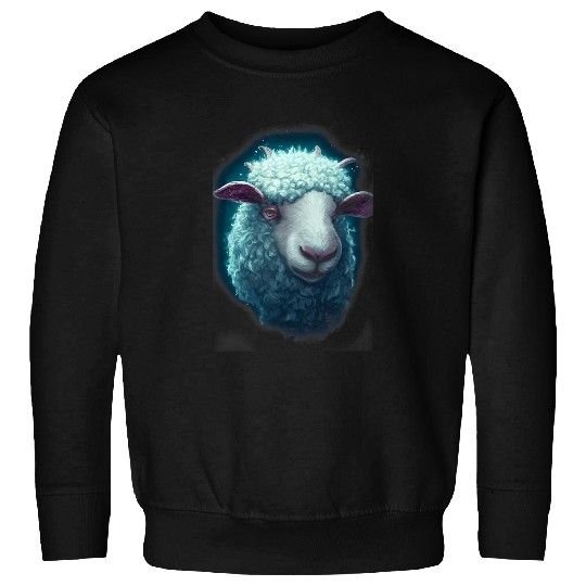 Sheep Pet Face Light Blue Fur Animal Lover Sweatshirts