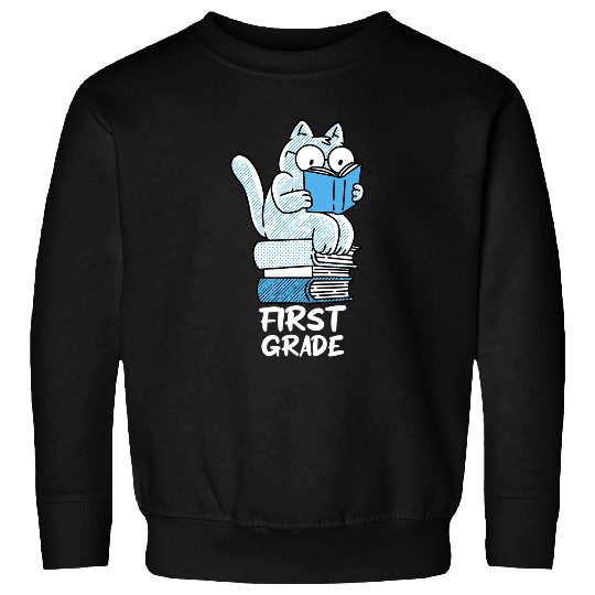 Book Fun first grade cat book girls boys teacher team 1st grade squad Sweatshirts