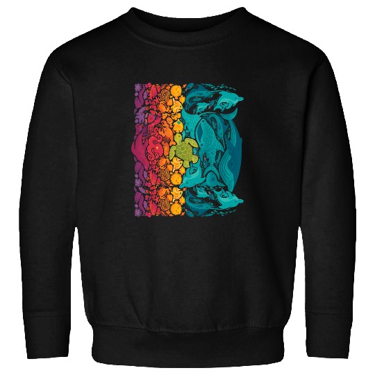Whale Pet Aquatic Spectrum Animals Of The Ocean Art Whale Turle Fish Sweatshirts