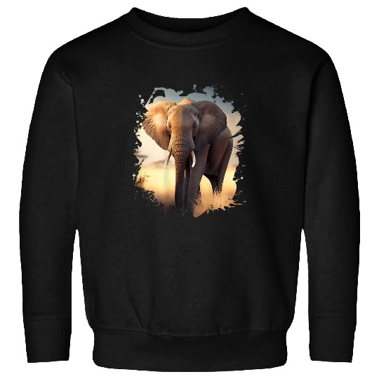 Elephant Mammal Backprint Lonely elephant in the African savanna Sweatshirts