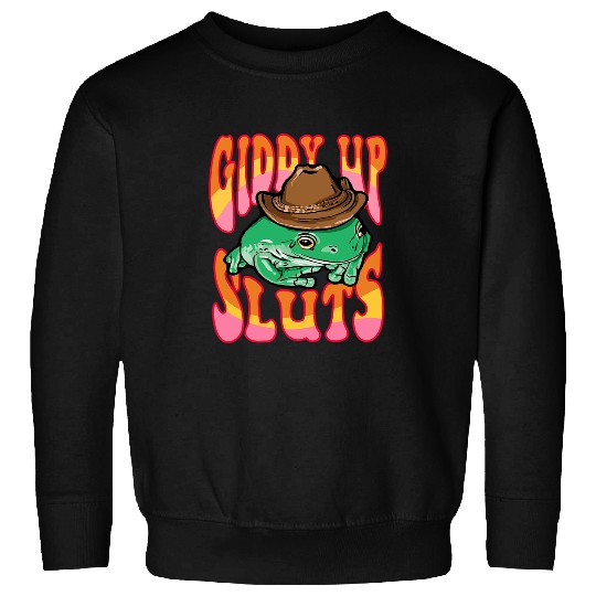Frog Pet Funny Cowboy Frog Cottagecore Aesthetic Frog Lover Sweatshirts