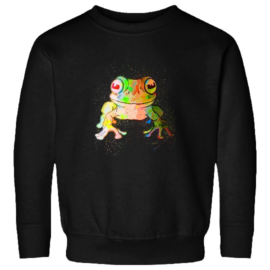 Frog Pet Colorful Paint Splash Reptile Cute Sweatshirts