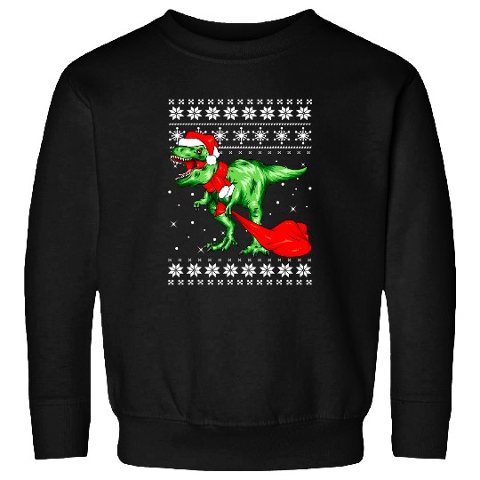 Dinosaur Pet with Santa Hat Ugly Christmas Pajamas Sweater T Rex Sweatshirts
