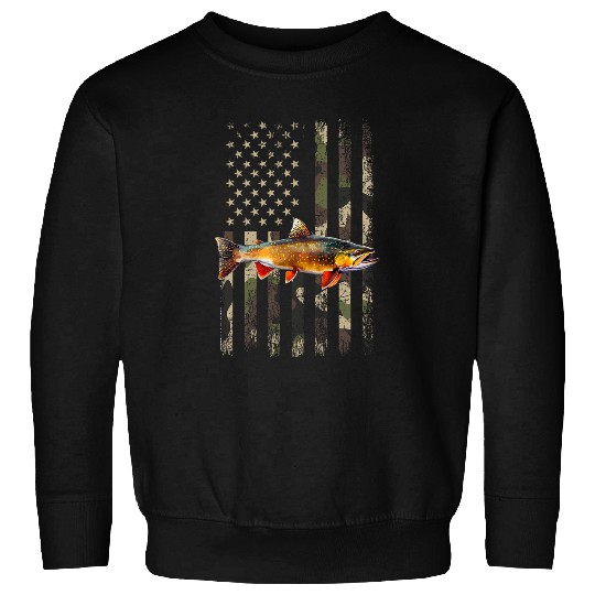 Fishing Fun Speckled Brook trout American flag Fishing 1 Sweatshirts
