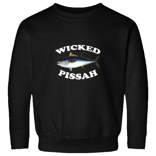 Fishing Fun Wicked Pissah Bluefin Tuna Illustration Fishing Angler Gear Sweatshirts