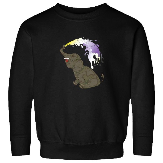 Elephant Mammal LGBT Nonbinary Flag Queer Pride Month LGBT Non Binary Sweatshirts