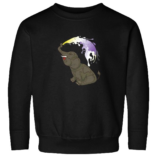 Elephant Mammal LGBT Nonbinary Flag Queer Pride Month LGBT Non Binary Sweatshirts