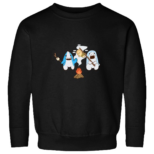 Shark Pet Cute Kawaii Anime Sharks Grilling A Seal Funny Japanese BBQ Sweatshirts