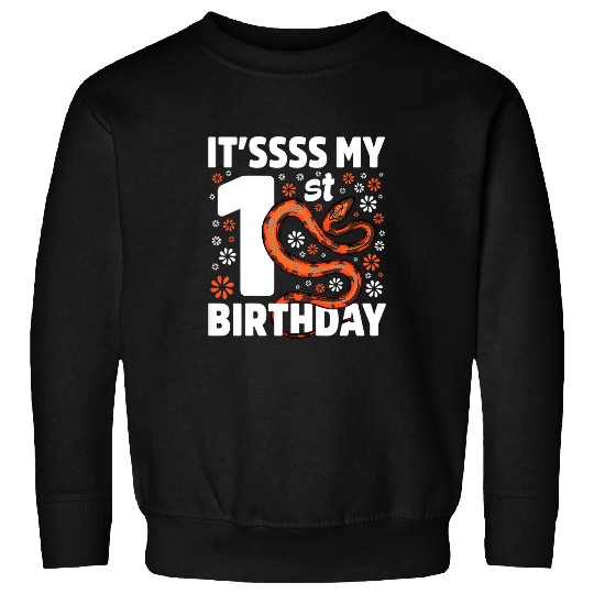Python Pet Kids 1 Year Old Snake 1st Birthday Party Boa Python Reptile Sweatshirts