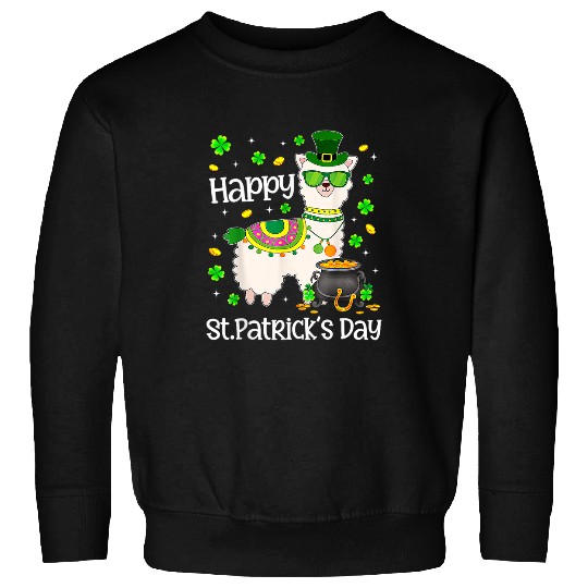 Llama Pet Happy St Patricks Day Pot Of Gold Irish Sweatshirts