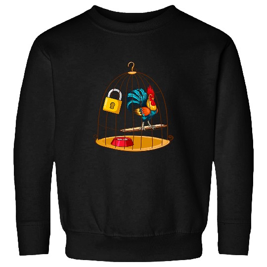 Chicken Pet RED ROOSTER COCK MALE CHASTITY Chicken in Cage 0 Sweatshirts