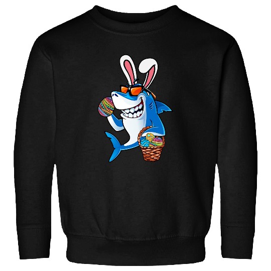 Shark Pet Cute Bunny Shark Easter Egg Hunting For Boys Girls Kids Sweatshirts