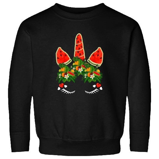 Unicorn Pet Face Watermelon Summer Flowers Women Gilrs Sweatshirts