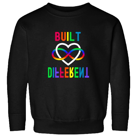 Autism Puzzle Built Different Rainbow Infinity Sweatshirts