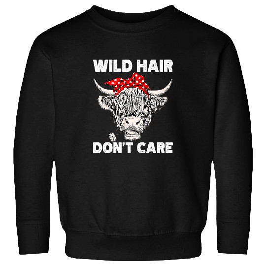 Cow Pet Wild Hair Dont Care Funny Highland Cow Present Women Sweatshirts