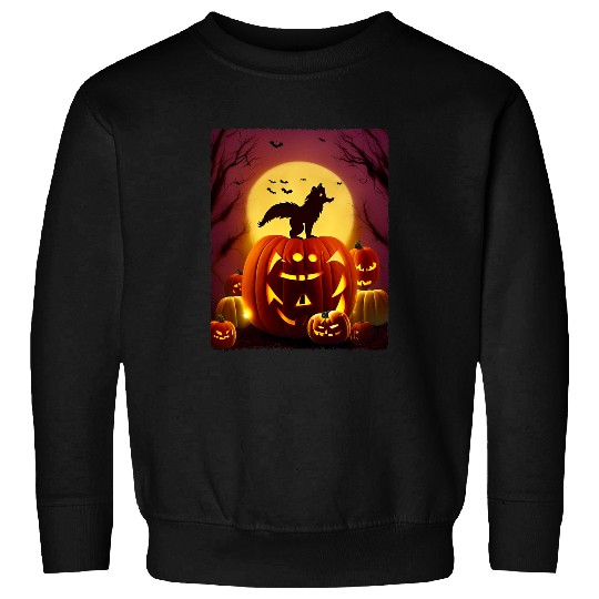 Coyote Mammal Werewolfs Pumpkins Bats Full Moon Halloween TRICK OR TREAT Sweatshirts