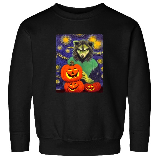 Coyote Mammal Werewolfs Starry Night Moon Pumpkins Halloween TRICK OR TREAT Sweatshirts