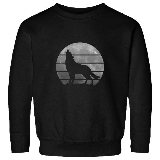 Coyote Mammal retro Wild Animal wolfss Howling Full Moon Sweatshirts
