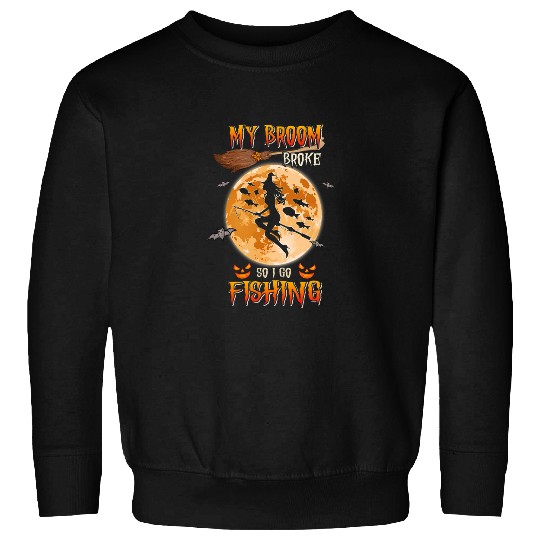 Fishing Fun Beautiful Lady Go Fishing Under Blood Moon Sweatshirts