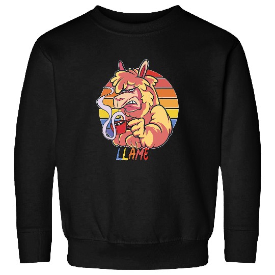Llama Pet Llame Llama with coffee bored Sweatshirts
