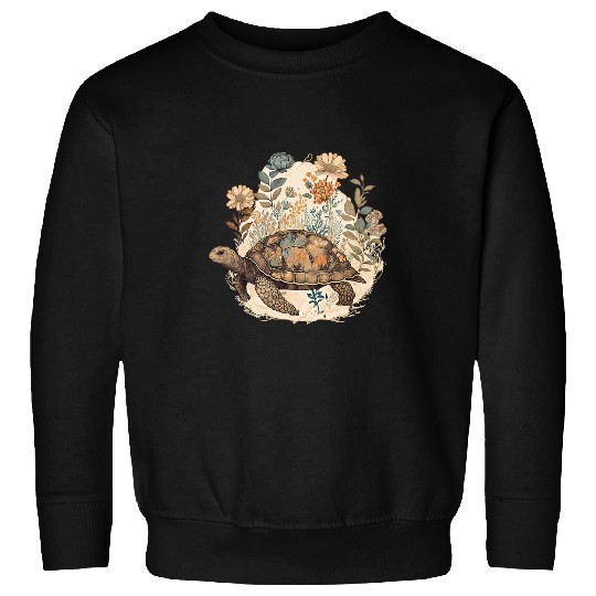 Turtle Pet Cottagecore Floral Earth Day Earth Sea Turtle Graphic 1 Sweatshirts