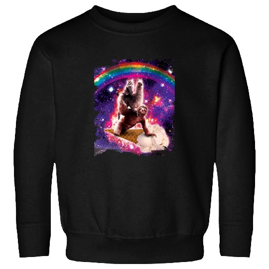 Sloth Pet Gift Space Cat Llama Sloth Riding Ice Cream Sweatshirts