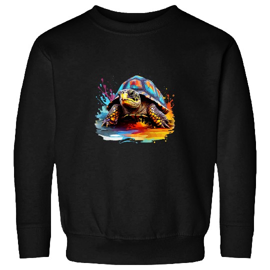 Turtle Pet Colorful Box Turtle Lover Splash Art Sweatshirts