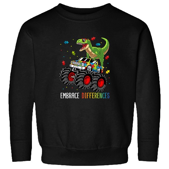 Autism Puzzle Dino Trex Monster Truck Boys Kids 2 Sweatshirts