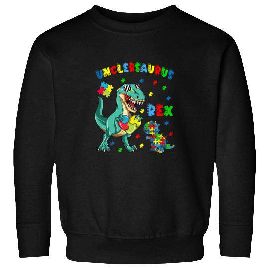 Autism Puzzle Dino Unclesaurus Autism Awareness Uncle Dinosaur Sweatshirts