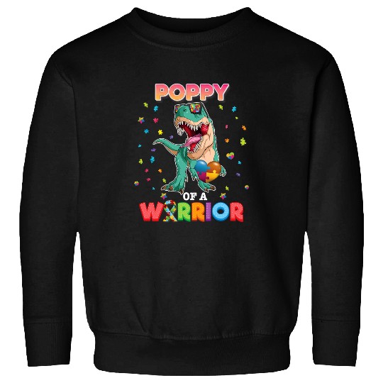 Autism Puzzle Dino Poppy Of A Warrior Dinosaur Autism Awareness Puzzle Rainbow Sweatshirts