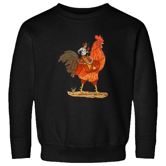 Chicken Pet Retro Cowboy Riding Rooster Funny Western Country Cowboy Sweatshirts