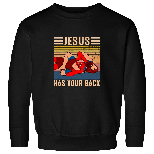 Sport Wrestling Jesus Has Your Back Wrestling Retro vintages Sweatshirts