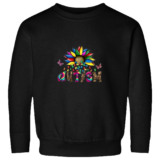 Autism Puzzle Support Autism Sunflower Kids for Mom Dad Sweatshirts