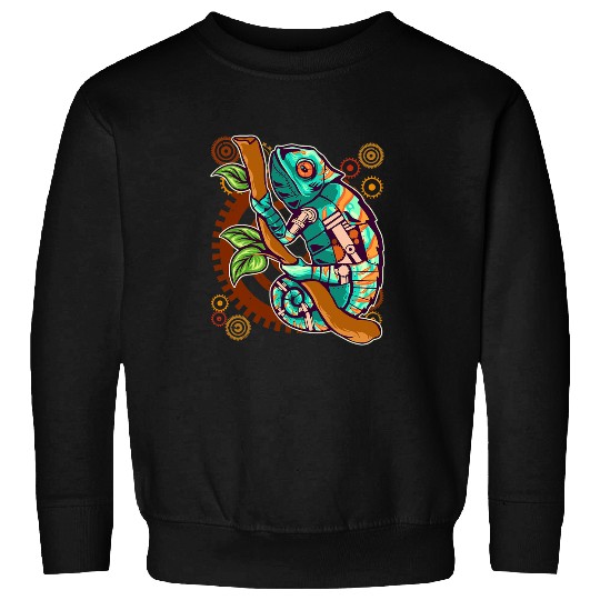 Chameleon Pet Steampunk Hat Mechanical Retro Look Steampunk Sweatshirts