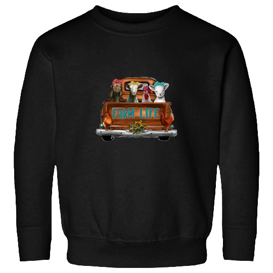 Chicken Pet Goats Goatss Funny Farmer life Cow Chicken Goats Farm Animal vintages Truck Sweatshirts
