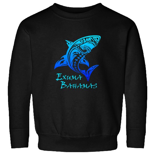Shark Pet Exuma Bahamas Tribal Shark Polynesian Tattoo Style Vacation Sweatshirts